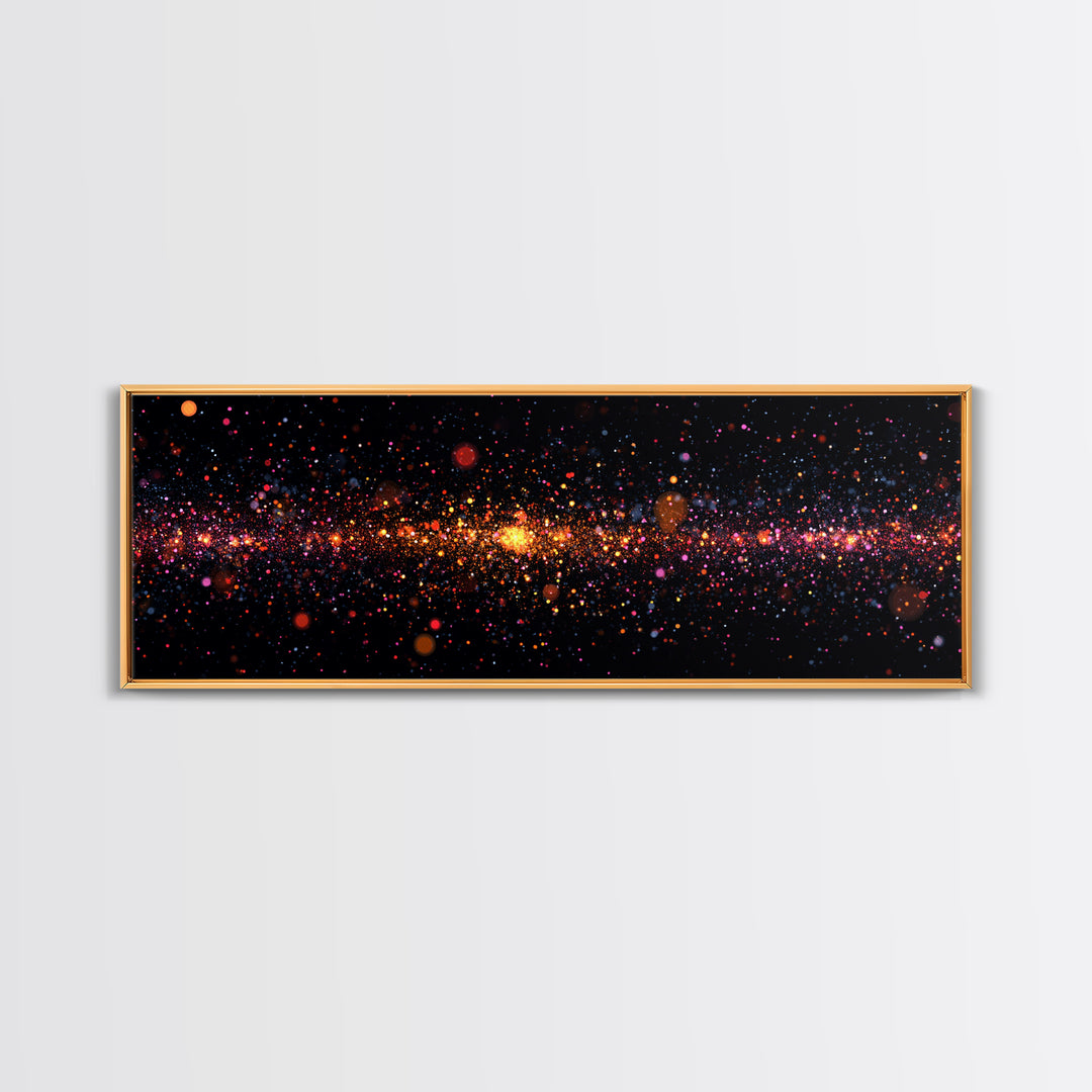 Radiant Particle Galaxy Horizon Wall Art, Space Abstract Art, Modern Digital Art Print, Cosmic Retro Decor, Large Canvas