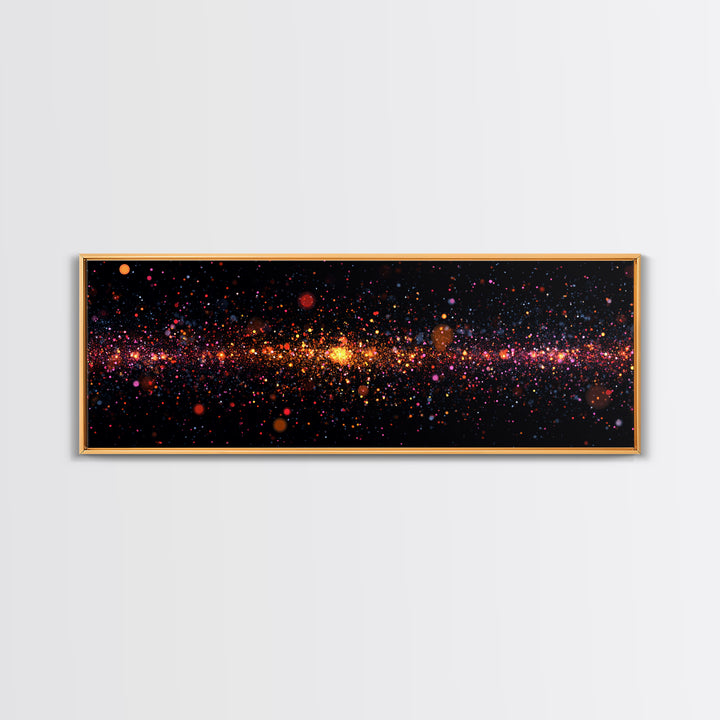 Radiant Particle Galaxy Horizon Wall Art, Space Abstract Art, Modern Digital Art Print, Cosmic Retro Decor, Large Canvas