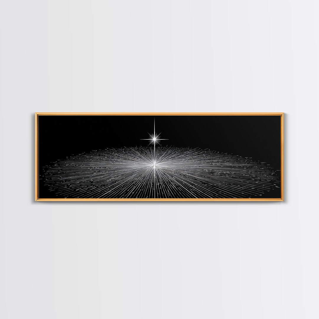 Black And White Radiant Grid Horizon Canvas Print, Minimalist Wall Art, Op Art Poster, Modern Geometric Office Decor Gift
