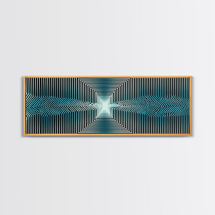Optical Illusion Line Wall Art, Op Art Geometric Print, Modern Abstract Art, Blue Black Minimalist Decor For Office Gift