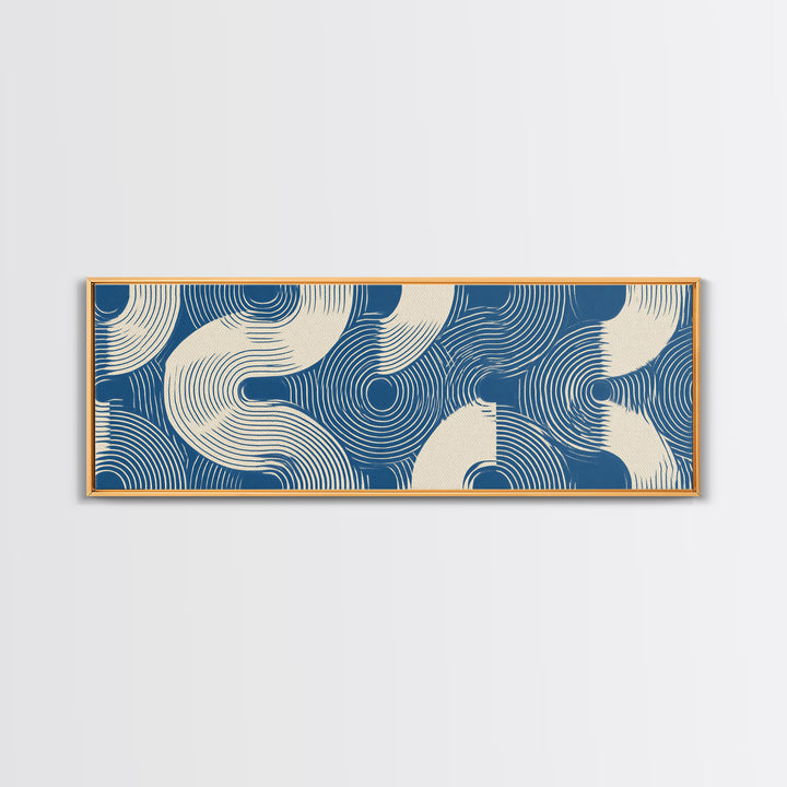Blue Wave Pattern Wall Art, Scandinavian Modern Art Print, Abstract Line Poster, Coastal Geometric Decor For Bathroom Or Bedroom