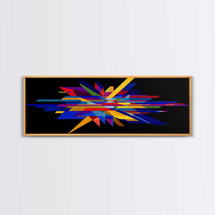 Black Geometric Shard Canvas Print, Colorful Abstract Poster, Midcentury Modern Wall Art, Bauhaus MCM Modern Home Office Decor