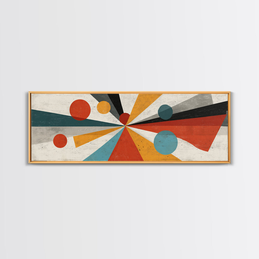 Atomic Teal Orange Geometric Burst Wall Art, Mid Century Modern Abstract Print, Retro Mcm Decor For Living Room, Statement Home Decor
