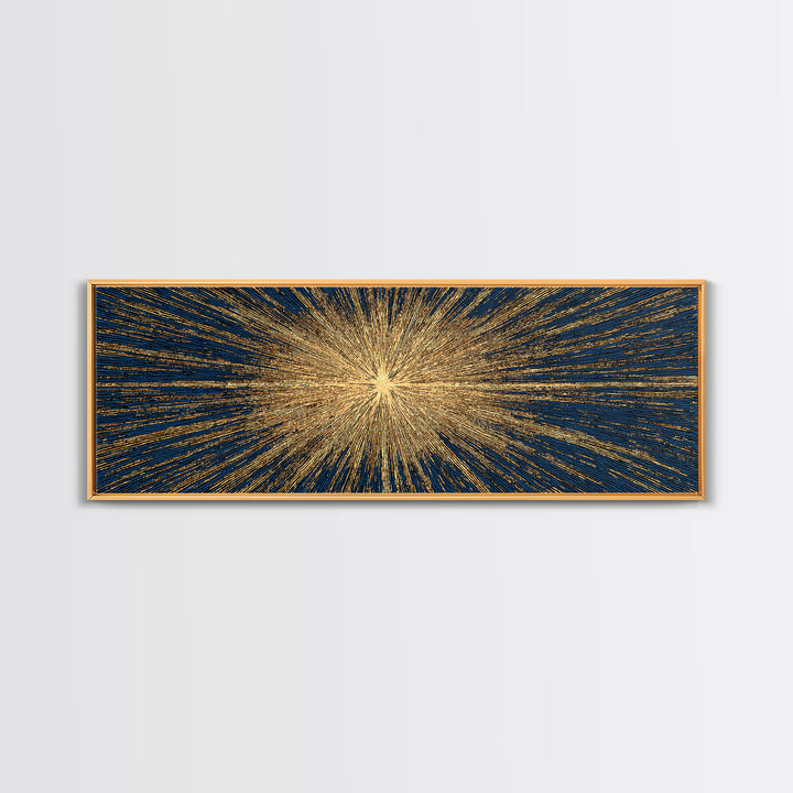 Golden Sunburst Energy Field Canvas Print, Mid Century Modern Abstract Wall Art, Cosmic Retro Decor For Living Room Or Office
