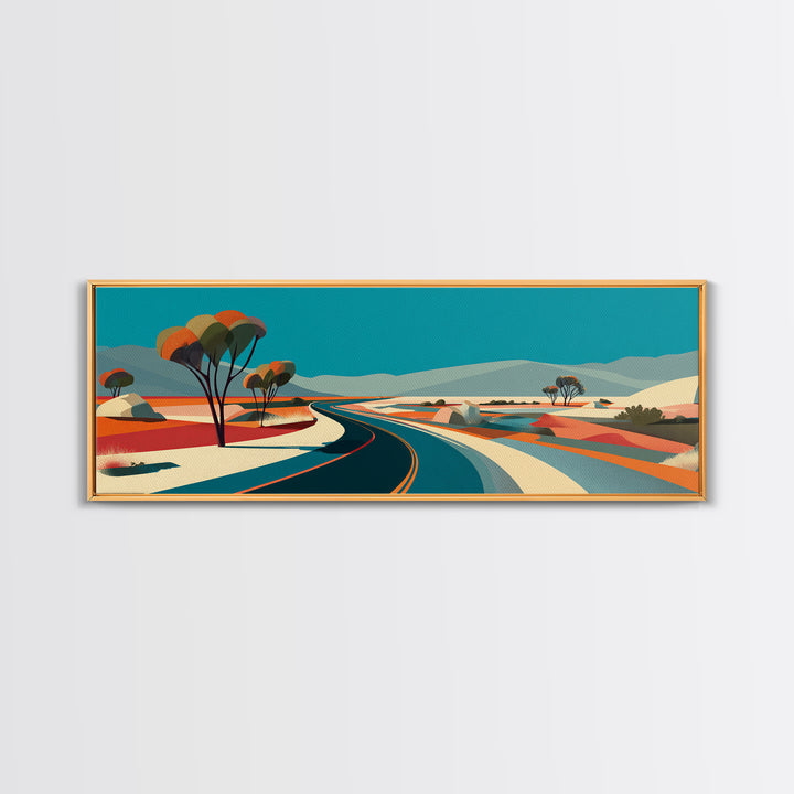 Turquoise Desert Road Wall Art, Midcentury Modern Landscape, Retro Travel Poster, Palm Springs Decor, Scenic Highway Art Print