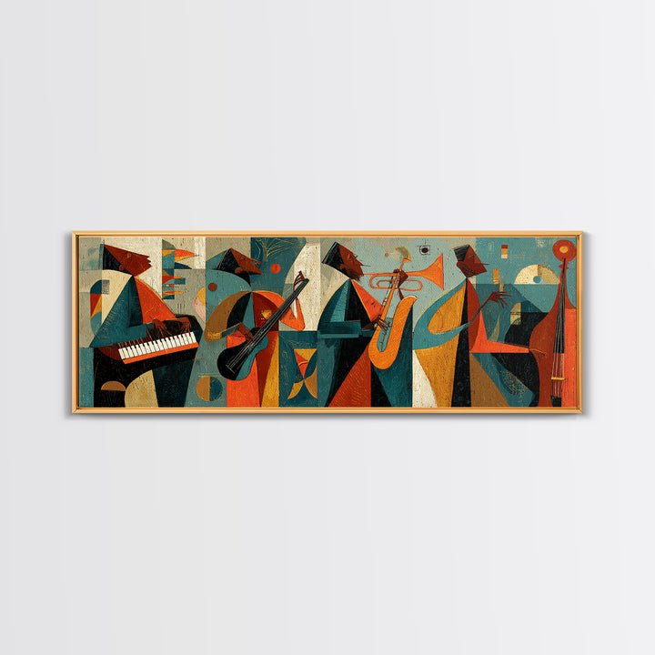 Colorful Midcentury Jazz Band Canvas Print, Retro Wall Art, Atomic Music Poster, Modern MCM Gallery Wall Living Room Decor