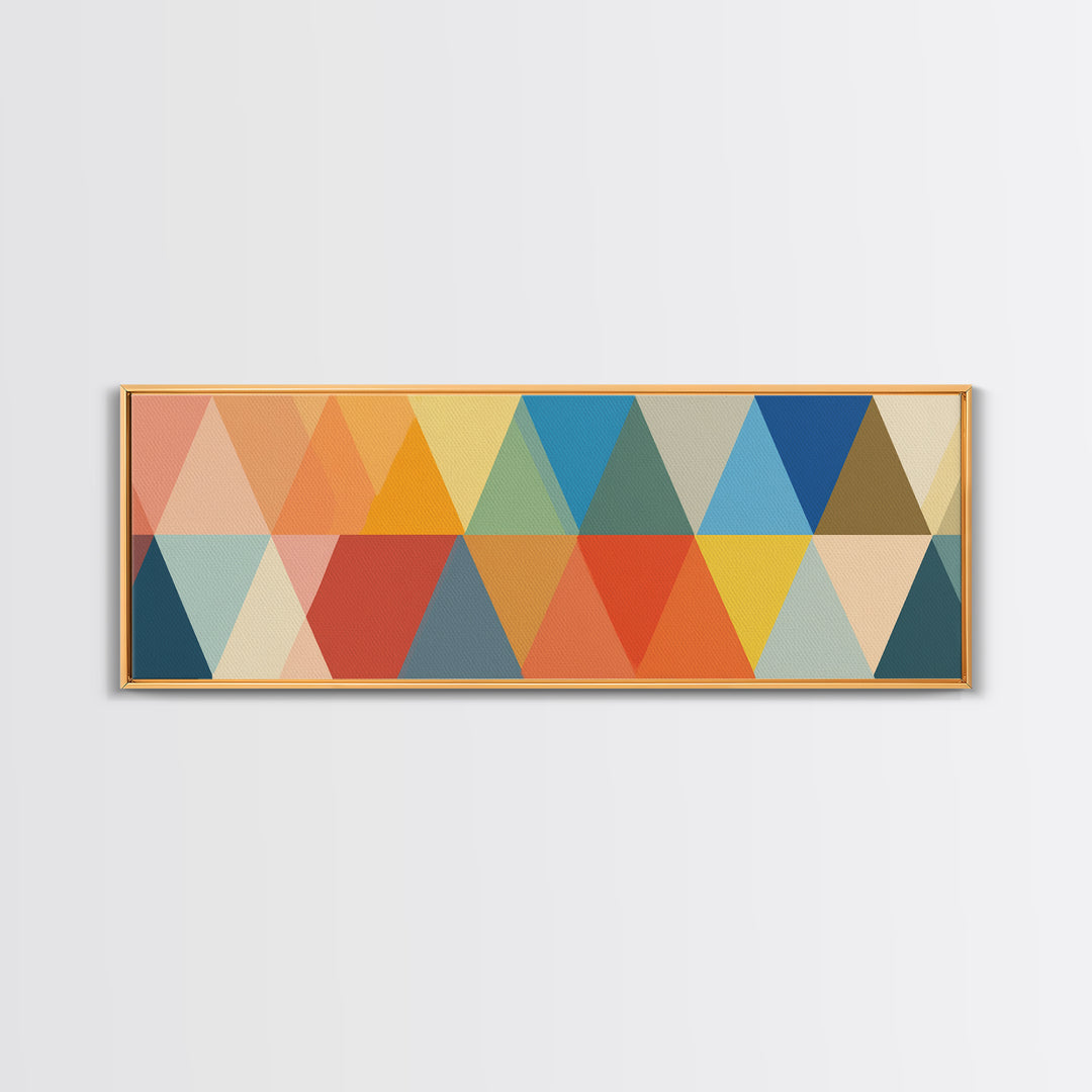 Bold Colorful Triangle Pattern Canvas Print, Midcentury Modern Wall Art, Geometric Poster, Retro Home Decor, Bauhaus Art