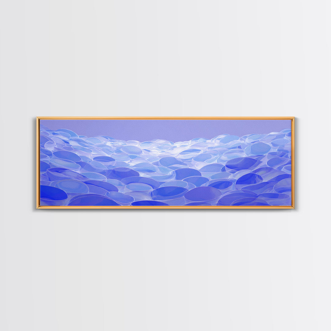 Blue Translucent Pebble Waves Canvas Print, Modern Abstract Art, Midcentury Wall Art, Office Decor, Living Room Decor, Blue Art