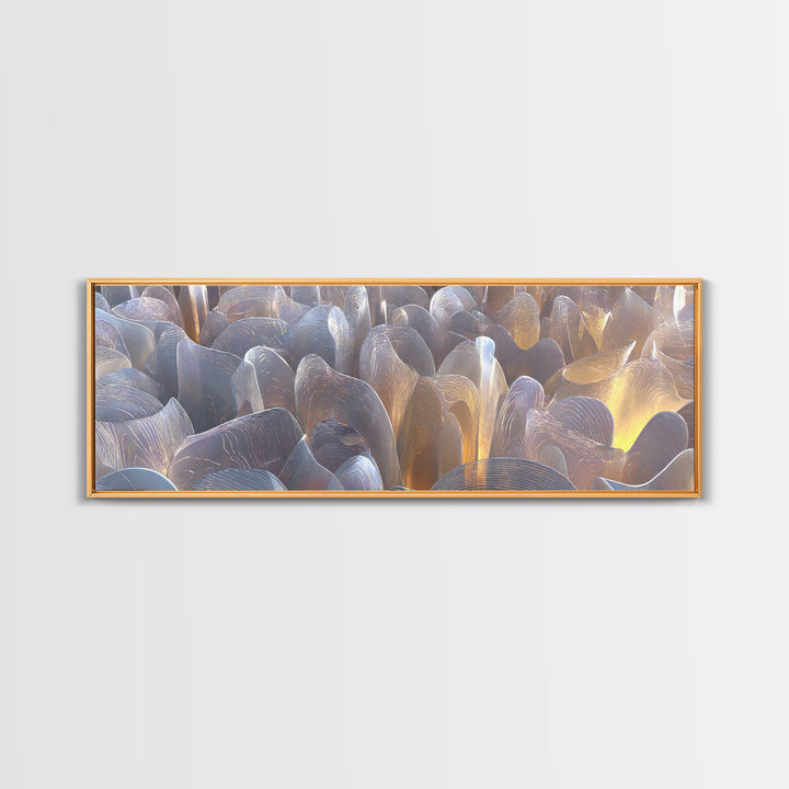 Gold Metallic Abstract Sculptural Waves Framed Canvas Print, Modern Wall Art, Midcentury Decor, Statement Piece, Luxury Home Decor