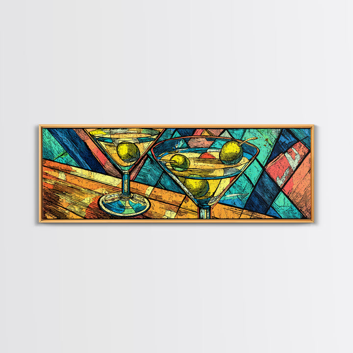Vibrant Martini Glass Cocktail Wall Art, Retro Bar Cart Print, Colorful Pop Art, Kitchen Decor, Midcentury Modern Poster