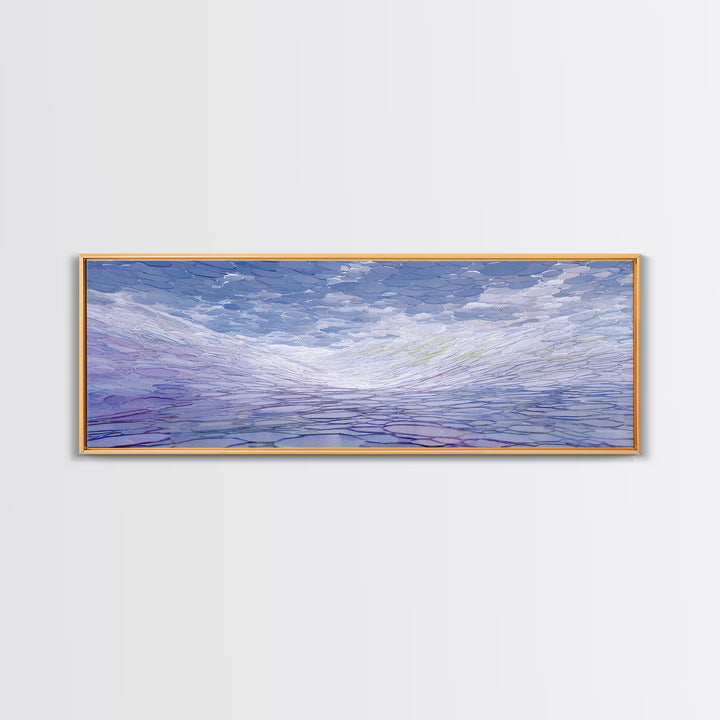 Icy Blue Reflective Ripple Landscape Canvas Print, Modern Abstract Art, Blue Wall Art, Scandinavian Modern, Home Office Decor