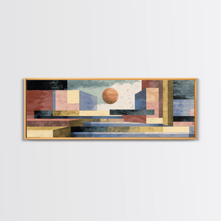 Abstract Sunlit Architecture Canvas Print, Midcentury Modern Art, Coastal Wall Decor, Geometric Poster, Living Room Decor