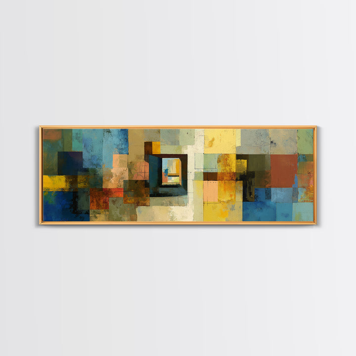 Earthy Abstract Doorway Canvas Print, Midcentury Modern Art, Rustic Office Wall Decor, Geometric Artwork, Home Decor, Living Room Art