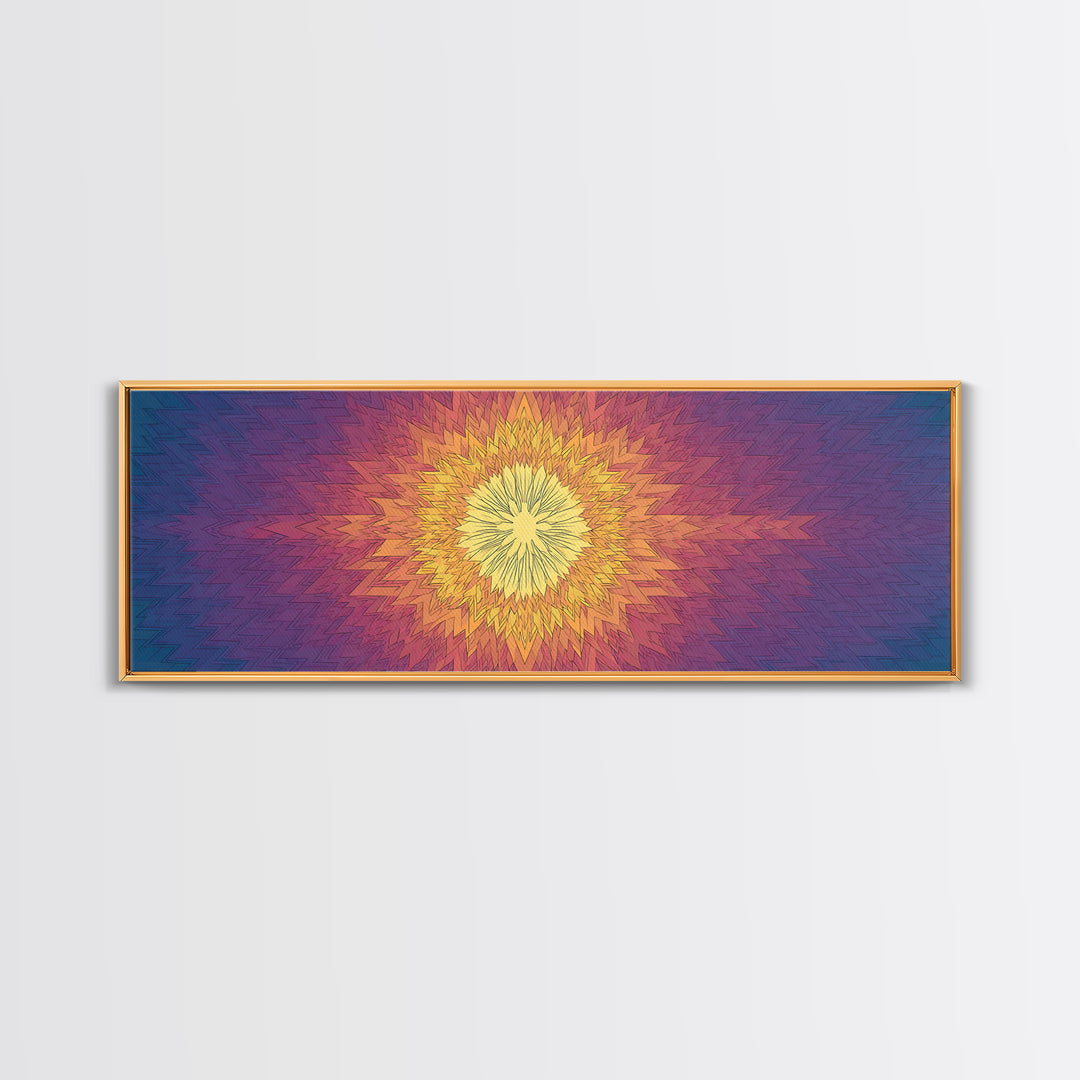 Radiant Yellow Purple Sunburst Poster Wall Art, Midcentury Modern, Geometric Art Print, Abstract Wall Art, Colorful Home Decor