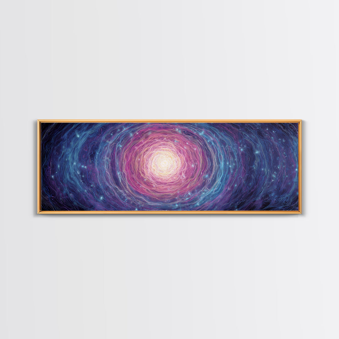 Purple Blue Spiral Galaxy Wall Art, Cosmic Abstract Canvas Print, Modern Digital Art, Space Poster For Living Room Decor