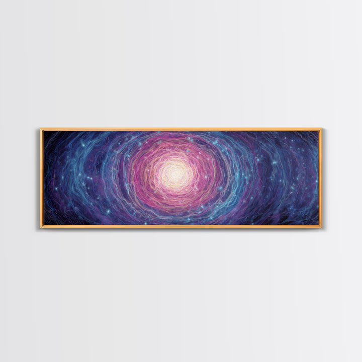 Purple Blue Spiral Galaxy Wall Art, Cosmic Abstract Canvas Print, Modern Digital Art, Space Poster For Living Room Decor
