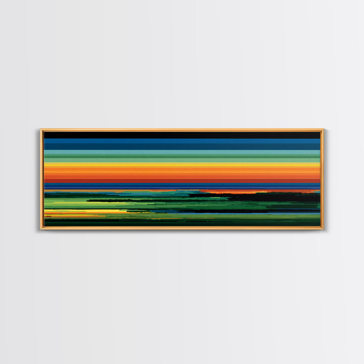 Vivid Orange Sunset Horizon Canvas Print, Midcentury Modern Wall Decor, Retro Landscape Art For Living Room, Bold MCM Home Decor