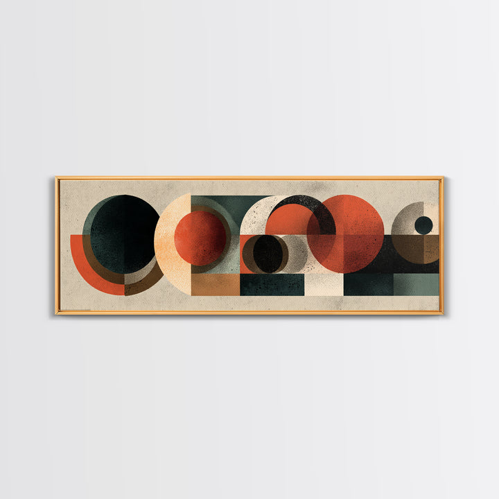 Black Orange Cream Geometric Shapes Wall Art, Midcentury Modern Canvas Print, Bauhaus Abstract Decor For Home Office Interior