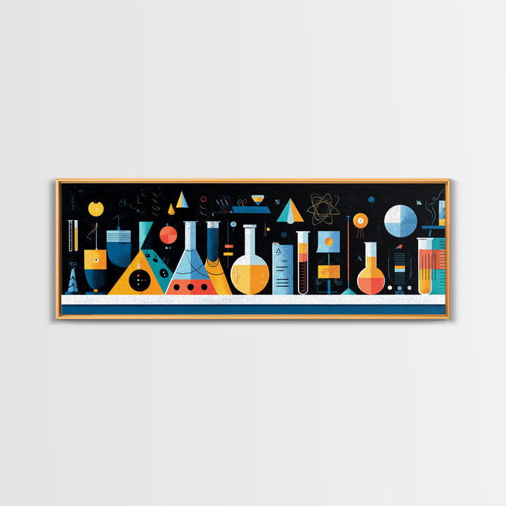 Retro Science Lab Glassware Wall Art, Mid Century Modern Chemistry Poster, Atomic Geometric Print, Office Decor, Laboratory Artwork