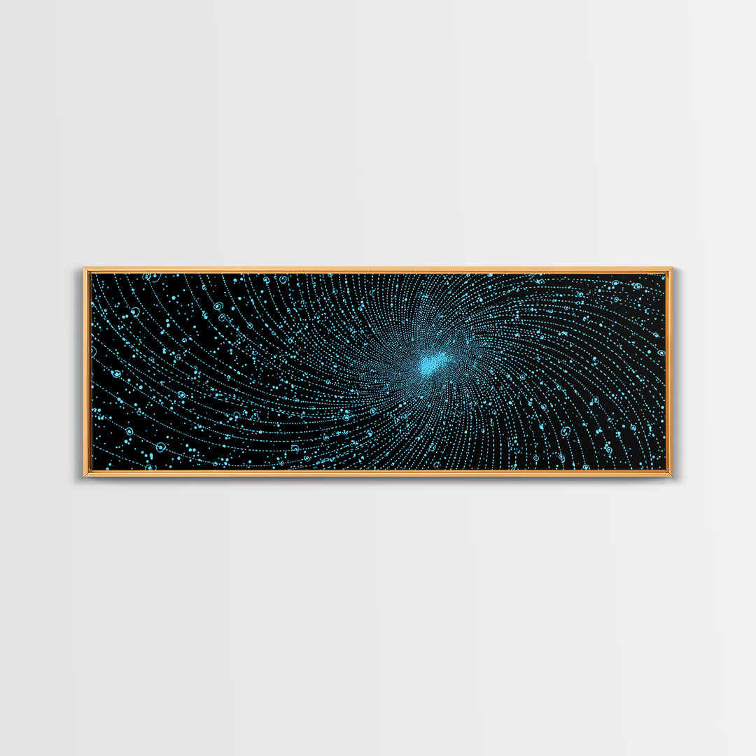 Blue Vortex Particle Spiral Canvas Print, Modern Abstract Art, Sci Fi Space Wall Decor, Geometric Office Poster, Artwork