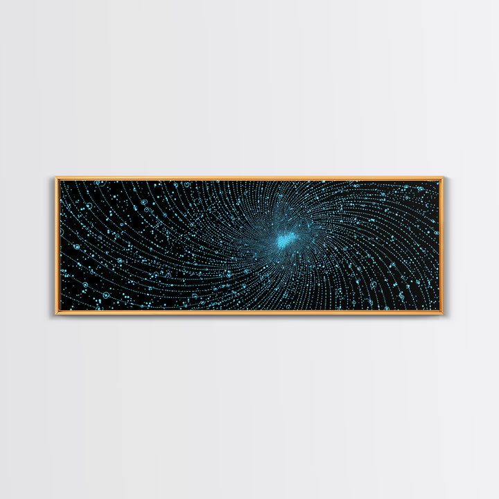 Blue Vortex Particle Spiral Canvas Print, Modern Abstract Art, Sci Fi Space Wall Decor, Geometric Office Poster, Artwork