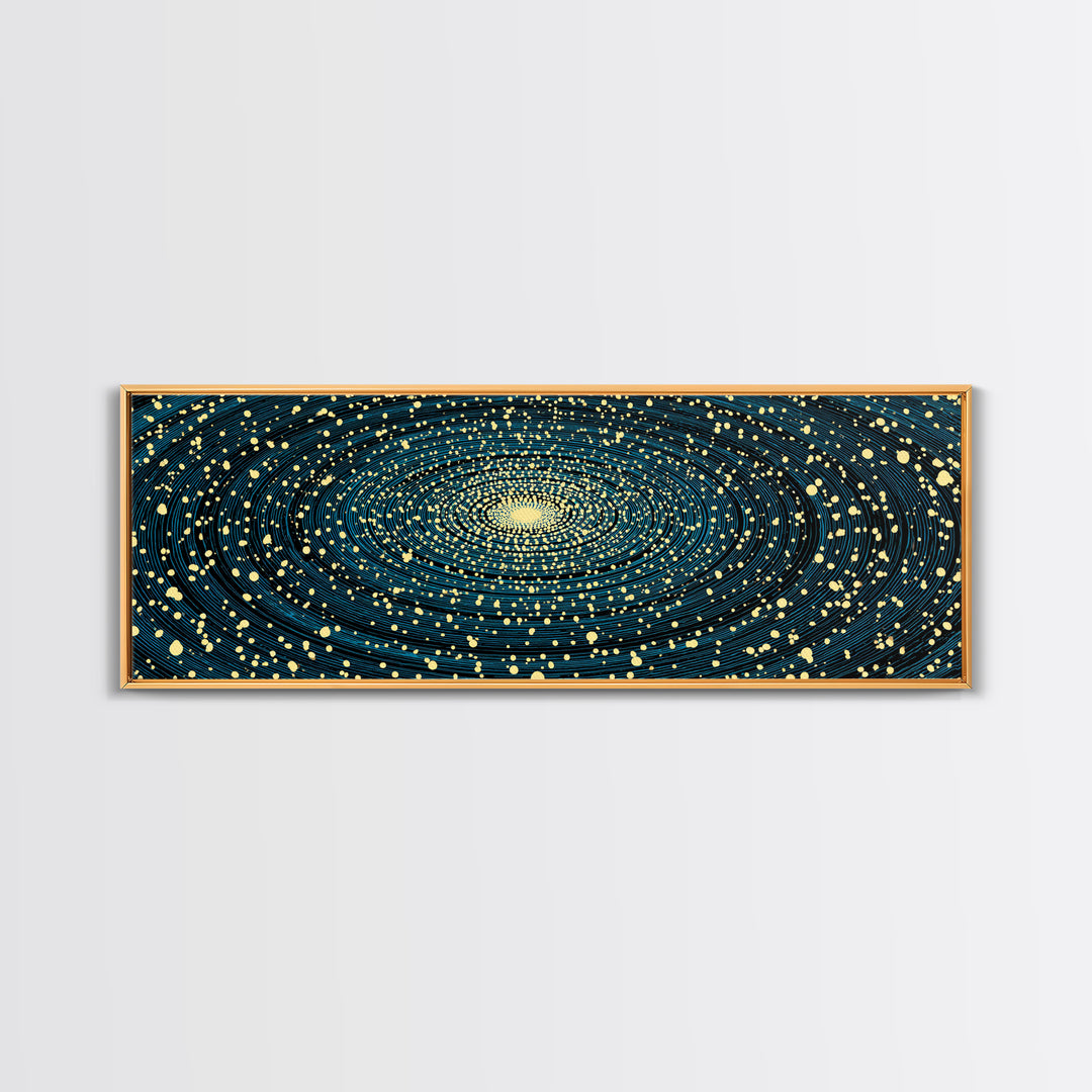 Gold And Teal Spiral Galaxy Wall Art, Modern Abstract Art Print, Cosmic Space Poster, Geometric Office Decor, Large Canvas Print