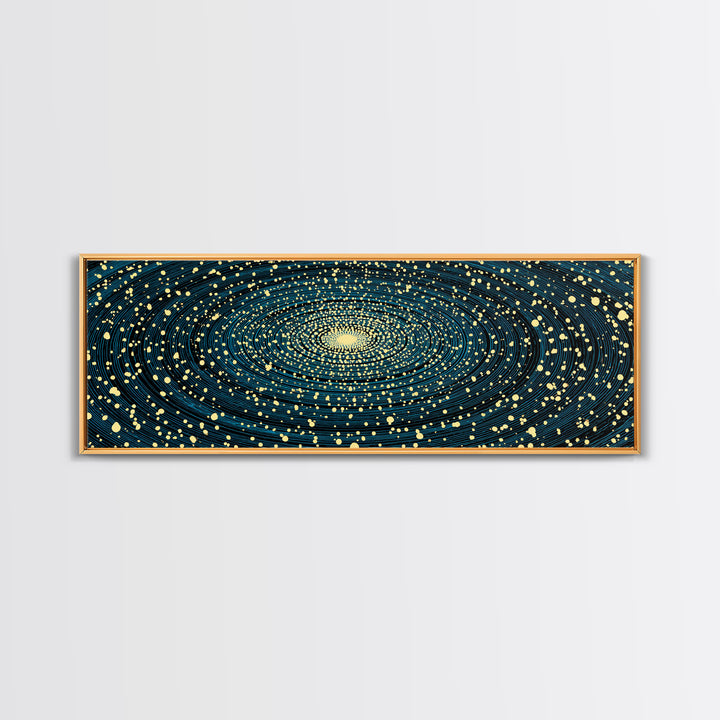 Gold And Teal Spiral Galaxy Wall Art, Modern Abstract Art Print, Cosmic Space Poster, Geometric Office Decor, Large Canvas Print