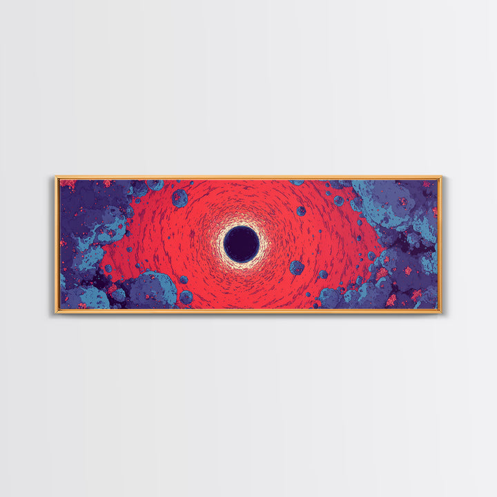 Vivid Red Black Hole Wall Art, Psychedelic Space Abstract Print, Cosmic Retro Poster, Modern Sci Fi Decor For Living Room