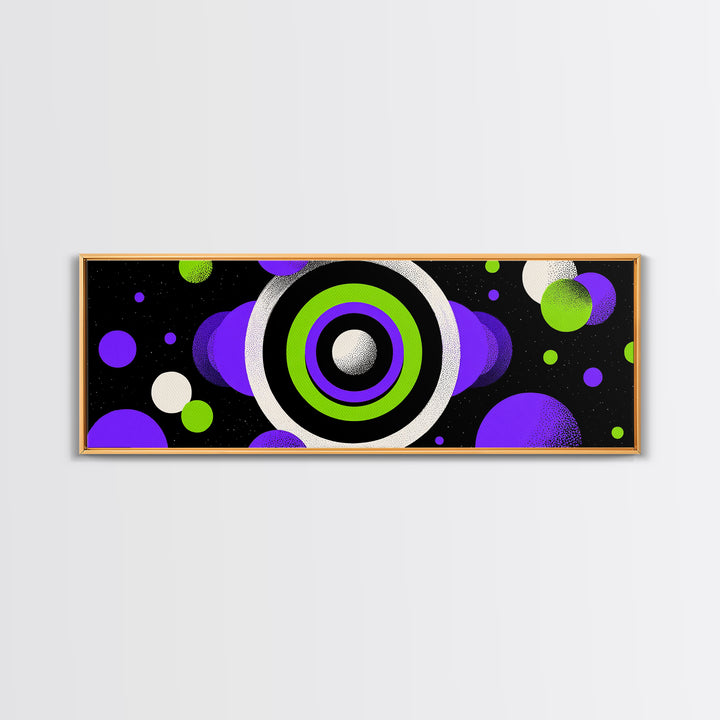 Neon Green Purple Orbit Wall Art, Cosmic Circle Abstract Print, Modern Retro Space Decor, Funky Geometric Poster Gift For Home
