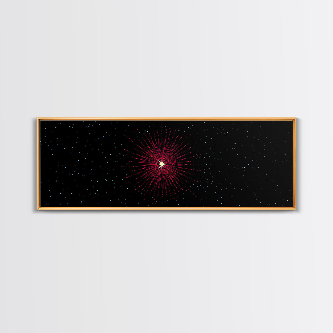 Minimal Red Starburst Wall Art, Sci Fi Space Abstract Print, Modern Cosmic Poster, Dark Galaxy Decor, Retro Home Accent Print