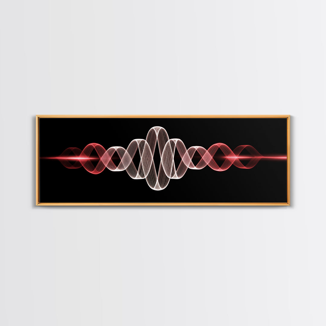 Red White Sine Wave Canvas Print, Minimalist Modern Abstract Art, Audio Waveform Wall Art, Music Studio Decor For Bedroom