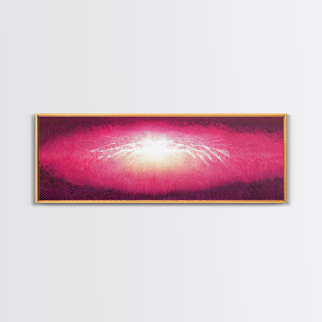 Pink Radiant Wave Field Canvas Print, Bright Abstract Wall Art, Modern Digital Art Poster, Girly Maximalist Bedroom Decor