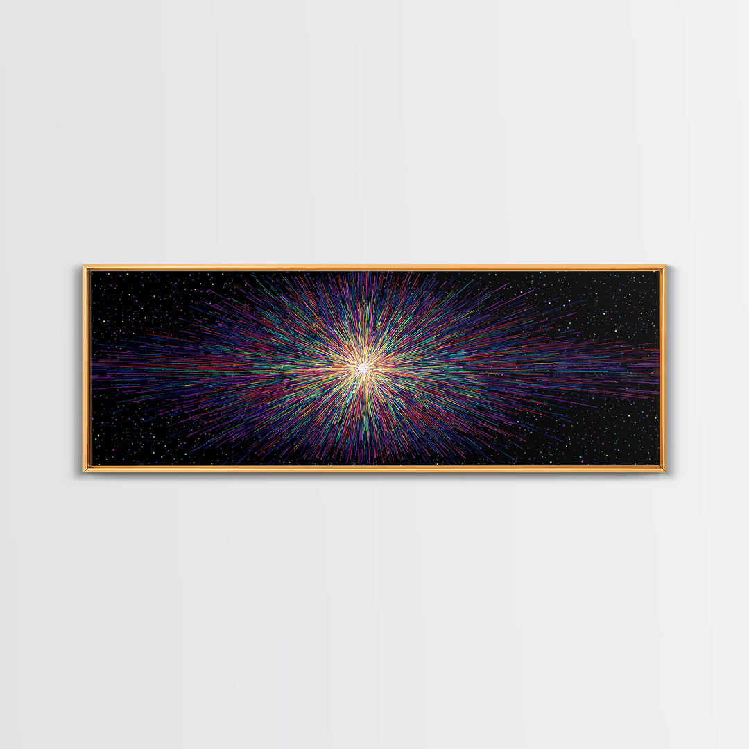 Rainbow Particle Starburst Wall Art, Bright Abstract Art, Modern Digital Art Print, Colorful Poster, Retro Sci Fi Space Decor