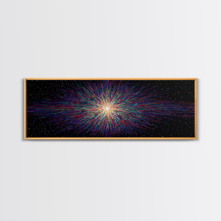 Rainbow Particle Starburst Wall Art, Bright Abstract Art, Modern Digital Art Print, Colorful Poster, Retro Sci Fi Space Decor