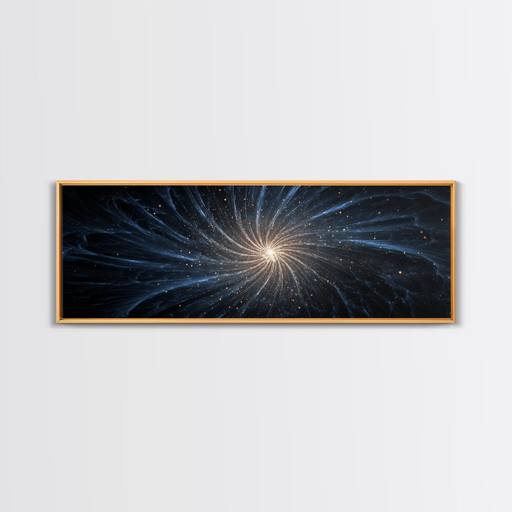 Blue White Spiral Galaxy Canvas Print, Cosmic Modern Wall Art, Space Abstract Art, Starry Night Decor, Large Sci Fi Poster