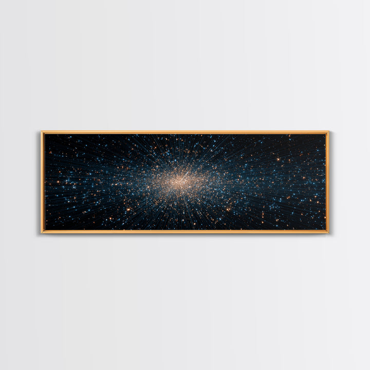 Blue Gold Star Particle Cloud Canvas Print, Modern Abstract Art Print, Cosmic Wall Art, Space Abstract Decor, Office Poster
