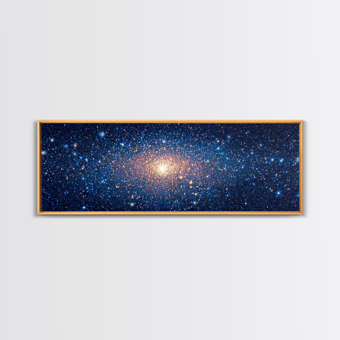 Blue Galaxy Star Cluster Wall Art, Cosmic Modern Canvas Print, Space Abstract Art, Starry Bedroom Decor, Large Poster Print