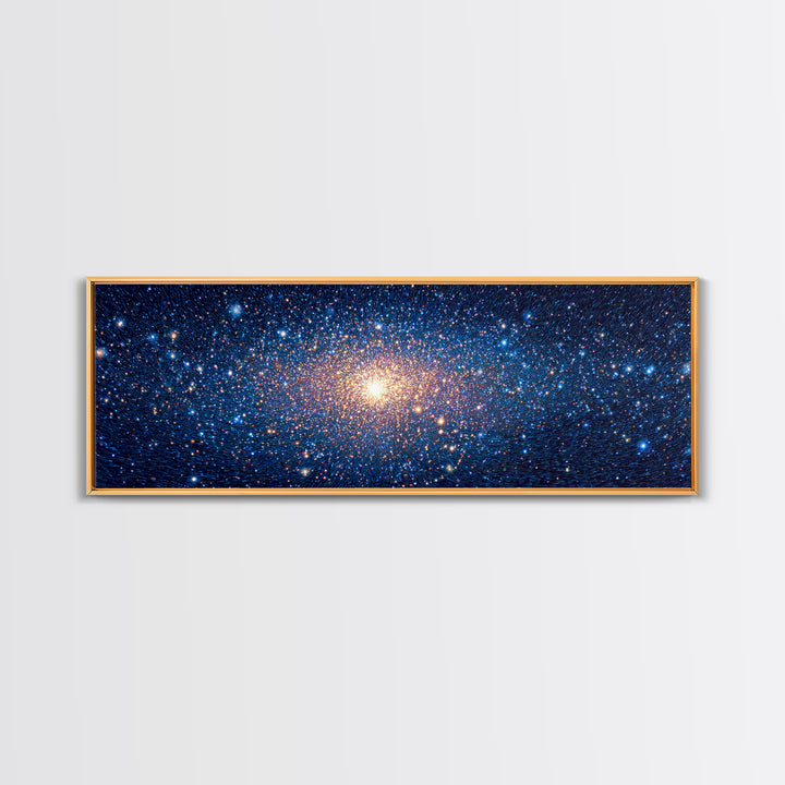 Blue Galaxy Star Cluster Wall Art, Cosmic Modern Canvas Print, Space Abstract Art, Starry Bedroom Decor, Large Poster Print