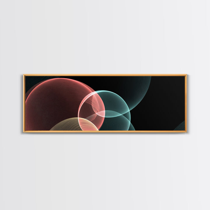 Translucent Floating Spheres Canvas Print, Modern Abstract Art, Blue Pink Geometric Wall Decor, Minimal Office Wall Art Print