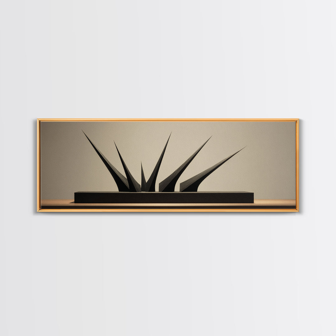 Black Angular Modern Sculpture Canvas Print, Minimalist Geometric Wall Art, Masculine Office Decor, Contemporary Art Print