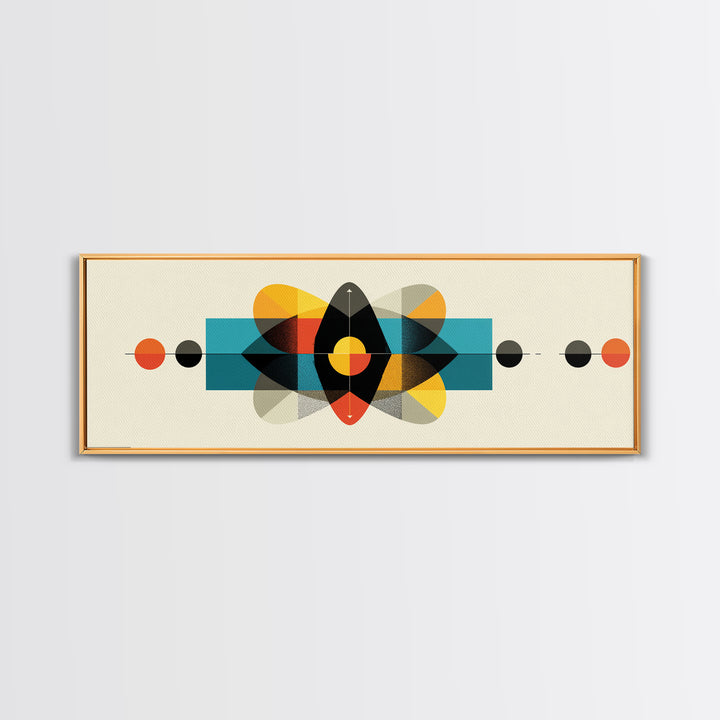 Bold Geometric Atom Abstract Canvas Print, Mid Century Modern Wall Decor, Bauhaus Poster, Atomic Art, Colorblock Art Print