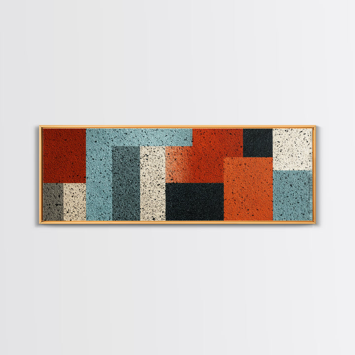Orange Teal Geometric Block Wall Art, Midcentury Modern Art Print, Bauhaus Abstract Poster, Retro Office Decor For Living Room Home Decor