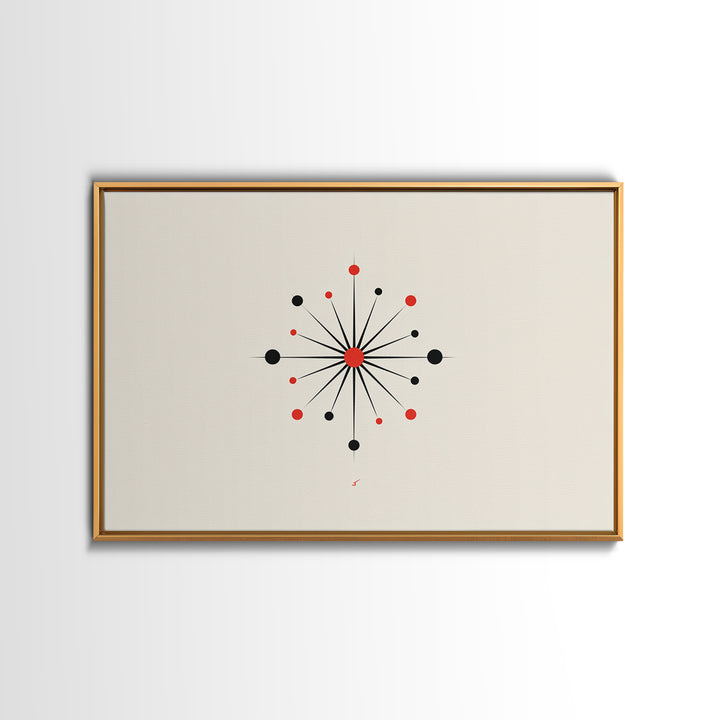 Red Black Atomic Starburst Wall Art, Midcentury Modern Art Print, Minimalist Geometric Poster, Retro MCM Wall Decor, Atomic Ranch Home Decor