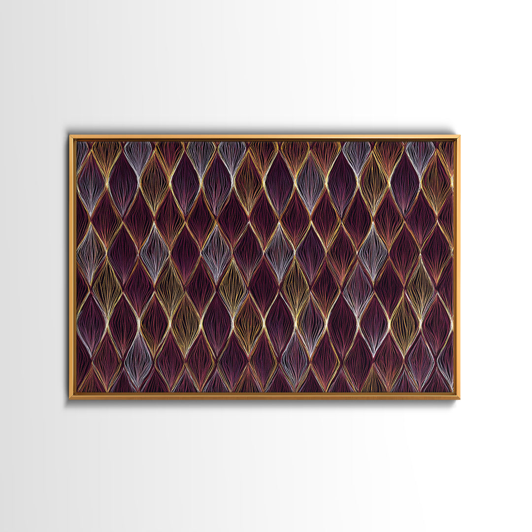 Purple Gold Diamond Pattern Wall Art, Retro Geometric Print, Art Deco Decor, Maximalist Textile Poster, MCM Home Accent Gift