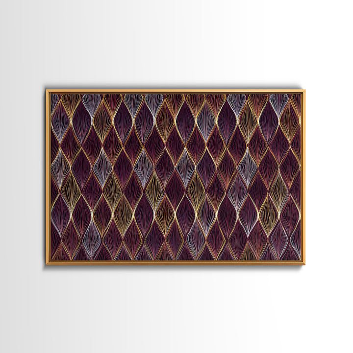 Purple Gold Diamond Pattern Wall Art, Retro Geometric Print, Art Deco Decor, Maximalist Textile Poster, MCM Home Accent Gift