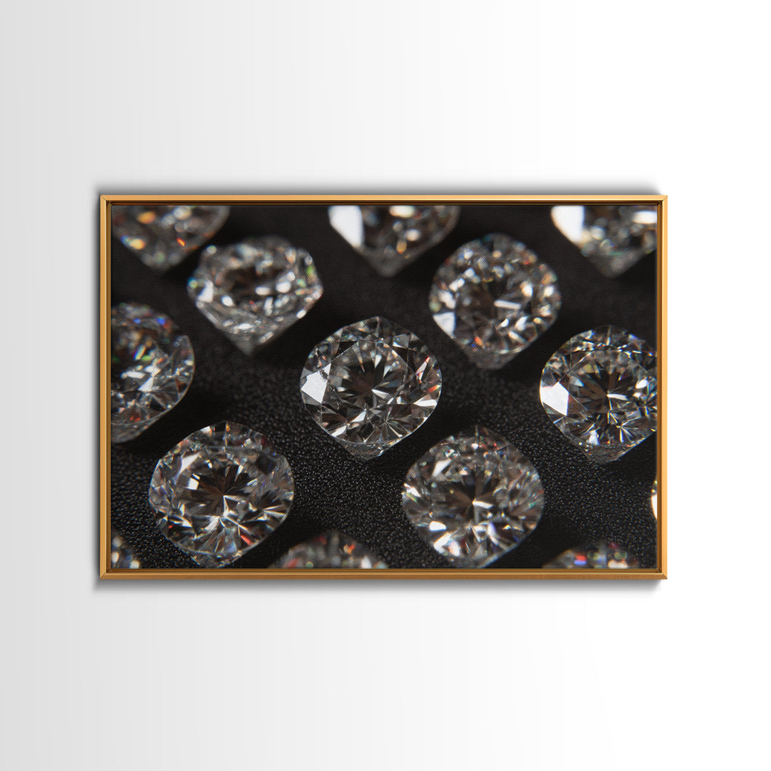 Sparkling Round Diamond Macro Wall Art, Glam Black White Photo Print, Luxury Modern Decor, Statement Jewelry Poster Gift