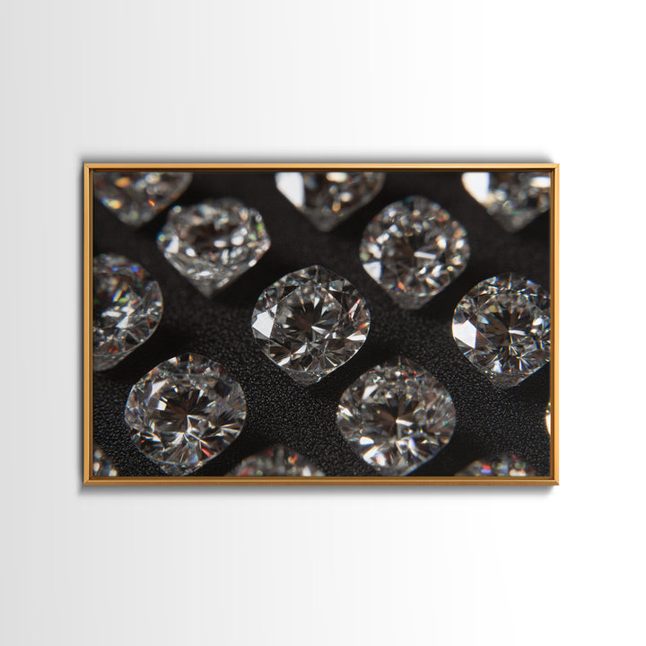 Sparkling Round Diamond Macro Wall Art, Glam Black White Photo Print, Luxury Modern Decor, Statement Jewelry Poster Gift