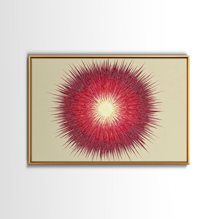 Red Radial Sunburst Wall Art, Midcentury Modern Art Print, Atomic Geometric Decor, Retro MCM Living Room Home Decor Poster