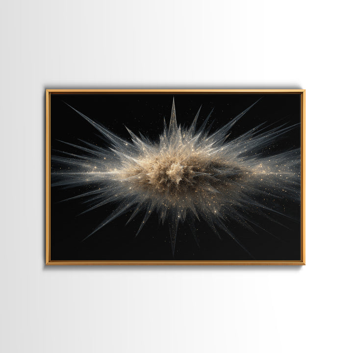 Gold Cosmic Explosion Canvas Print, Modern Abstract Art, Space Abstract Wall Decor, Black Galaxy Poster For Home Office Decor