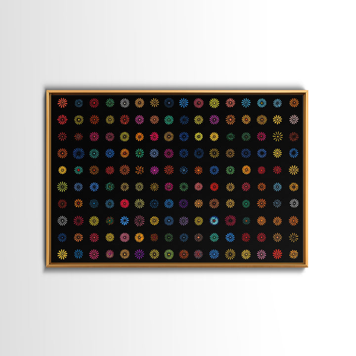 Colorful Atomic Starburst Grid Wall Art, Midcentury Modern Print, Retro Pattern Poster, Groovy MCM Home Decor Canvas Print